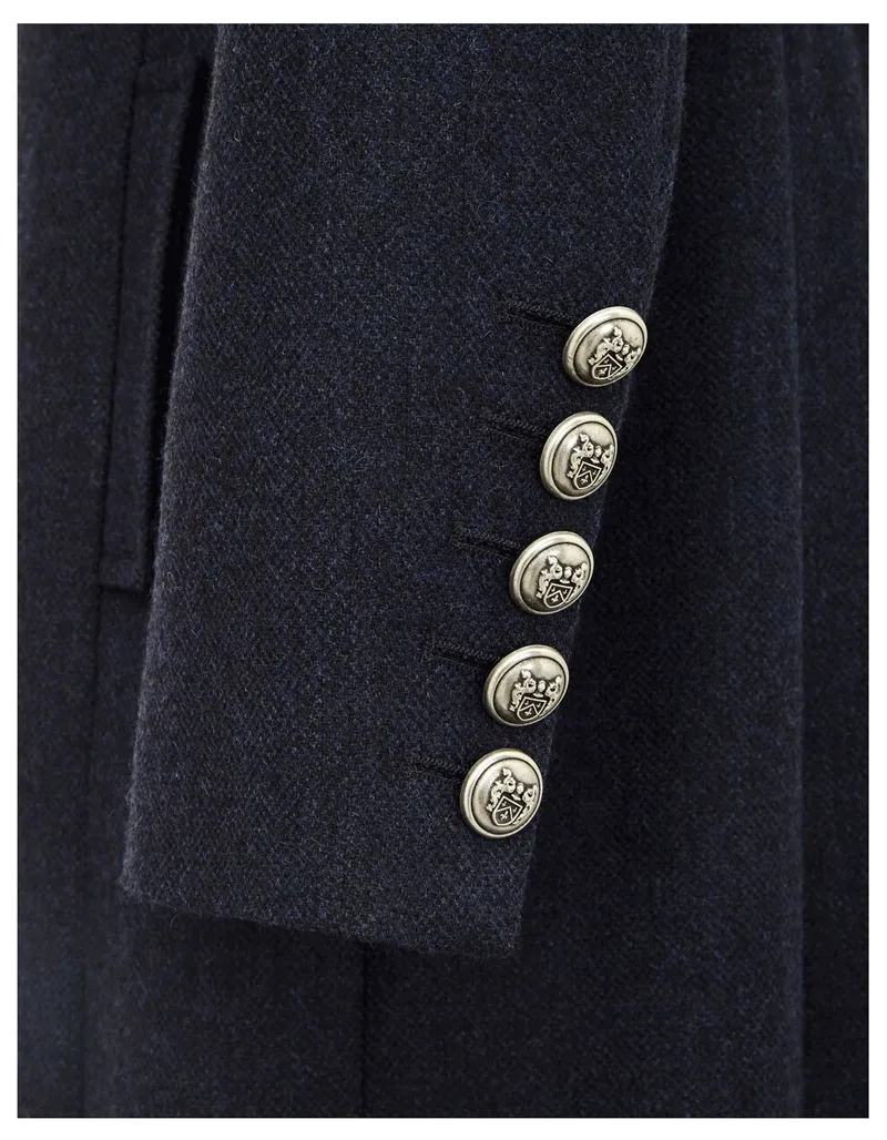 York - Navy Military Style Wool Coat - 25% OFF