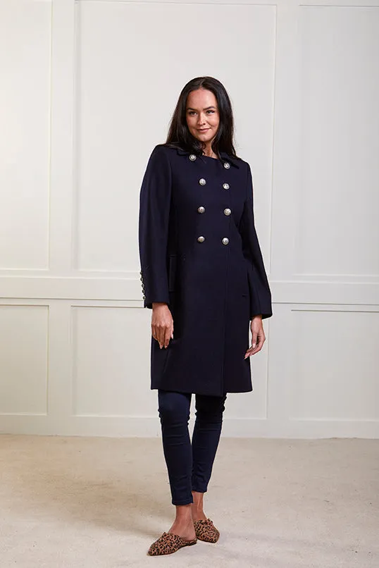 York - Navy Military Style Wool Coat - 25% OFF