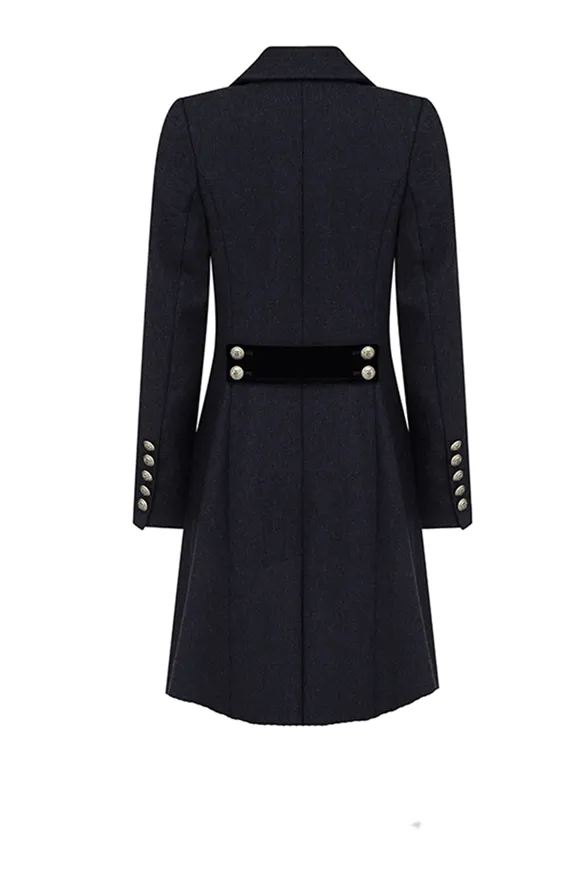 York - Navy Military Style Wool Coat - 25% OFF