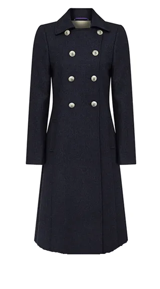 York - Navy Military Style Wool Coat - 25% OFF