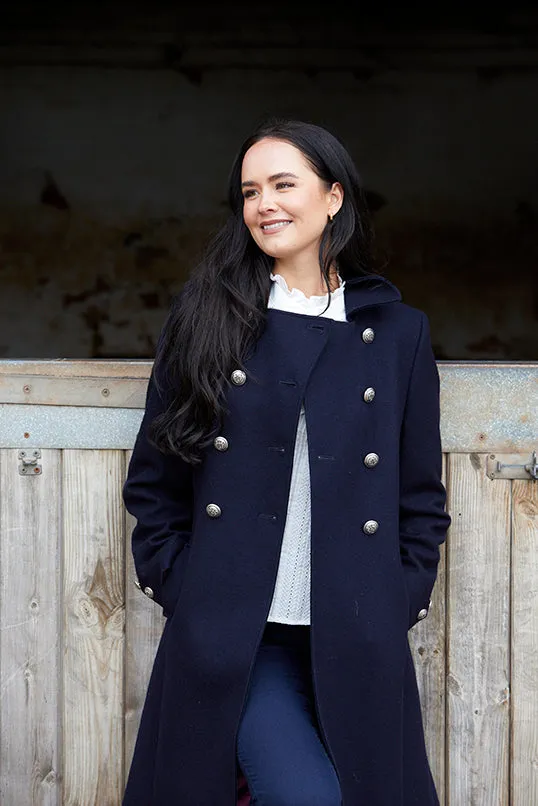 York - Navy Military Style Wool Coat - 25% OFF